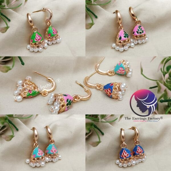 Trending Meenakari Rose Gold Jhumka - Image 2