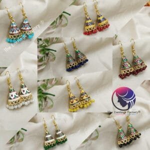 Traditional Meenakari Colour Beads Hook Jhumka
