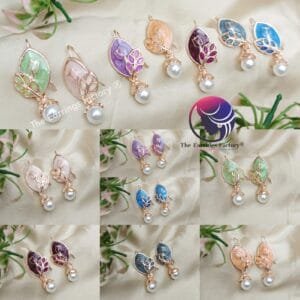 Trending Leaf Meenakari Pearl Drop Stone Hook Earrings