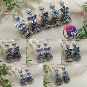 Trending Oxidized Stone Jhumka