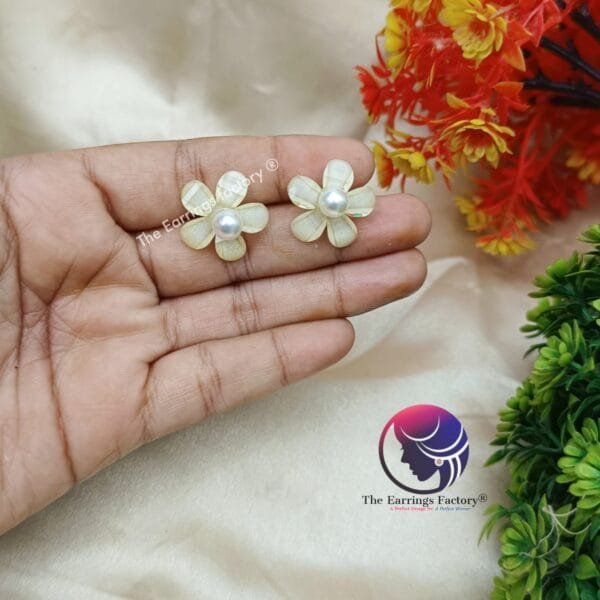 Fancy Floral Western  Pearl Studs - Image 3
