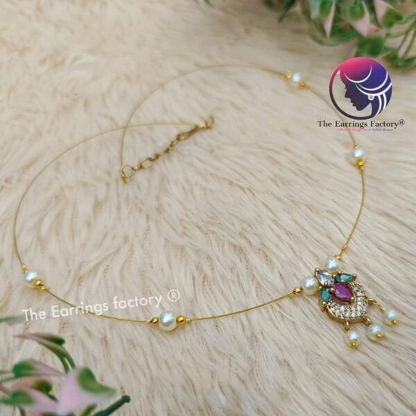 Trending Invisible Golden Multi Stone Necklace - Image 2