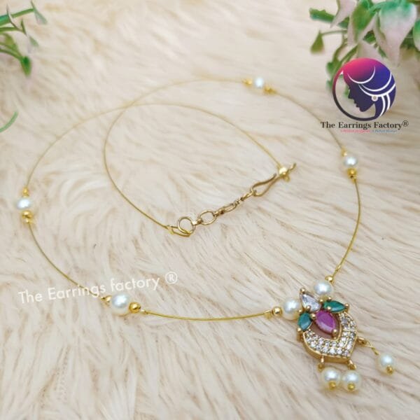 Trending Invisible Golden Multi Stone Necklace