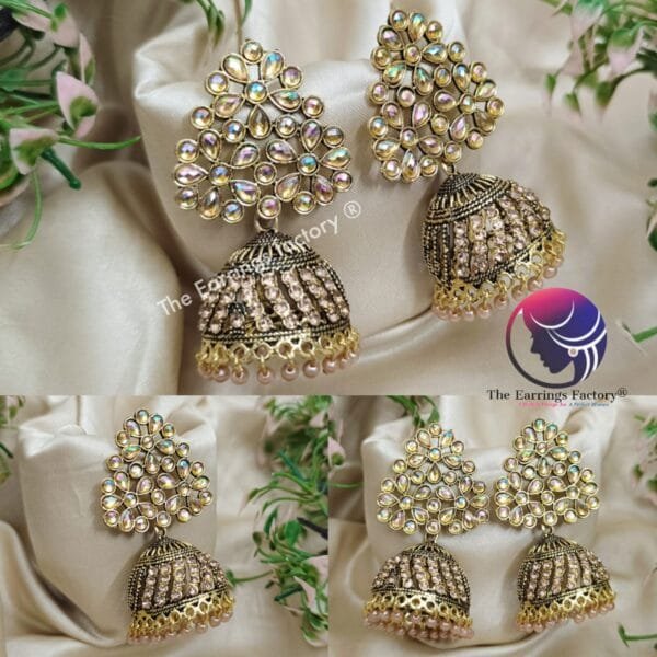 Traditional Weightless Golden Stone Jhumka