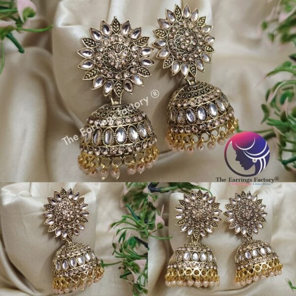 Traditional Weightless Golden Stone Jhumka