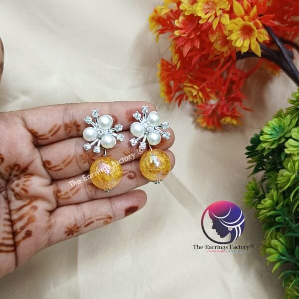 Western Silver Pearl Ball Drop Earrings - Image 3