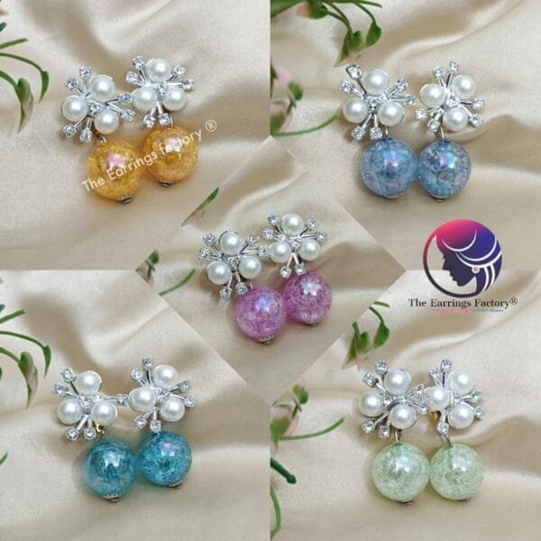 Western Silver Pearl Ball Drop Earrings - Image 2