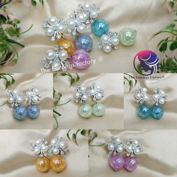 Western Silver Pearl Ball Drop Earrings