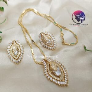 Premium Micro Gold AD Stone Pendant Chain with Earrings