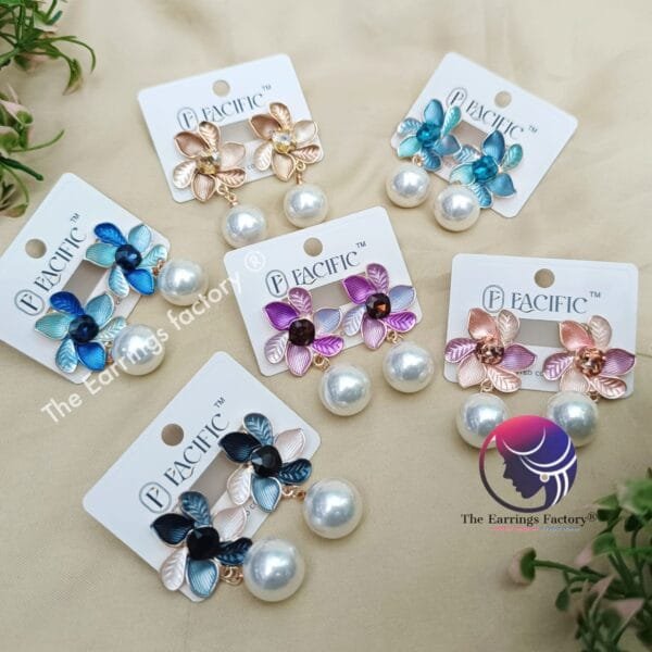 Western Floral Metal Pearl Ball Drop Fashion Earrings