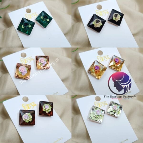 Premium Western Floral Crystal Stone Studs - Image 2