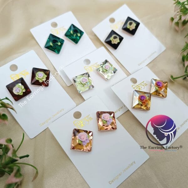 Premium Western Floral Crystal Stone Studs