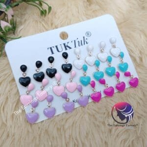 Western Metal Colourful Heart Drop Small Studs Collection