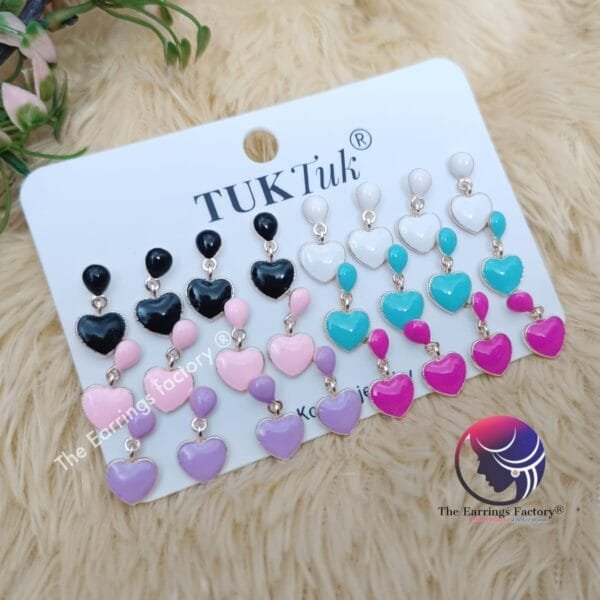 Western Metal Colourful Heart Drop Small Studs Collection