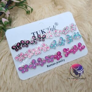 Western Metal Colourful Butterfly Small Studs Collection