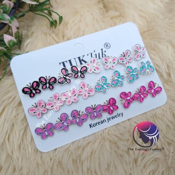 Western Metal Colourful Butterfly Small Studs Collection