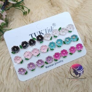 Western Metal Colourful Floral Small Studs Collection