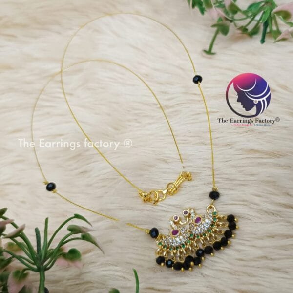 Trending Invisible Golden Peacock Multi Stone Necklace