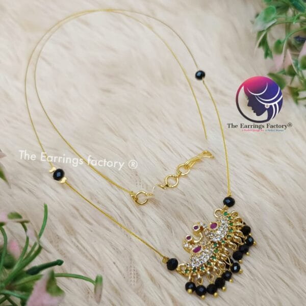 Trending Invisible Golden Peacock Multi Stone Necklace - Image 2
