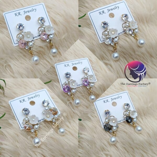 Western Floral Crystal Stone Drop Earrings - Image 2
