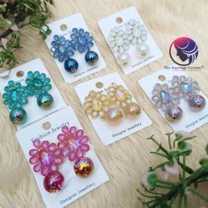 Premium Western Crystal Stone Ball Drop Earrings