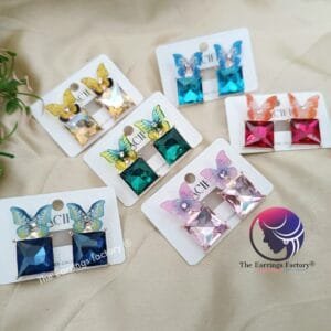 Premium Western Crystal Stone Butterfly Studs Earrings