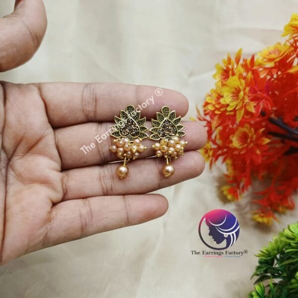 Fancy Golden Beads Studs - Image 2
