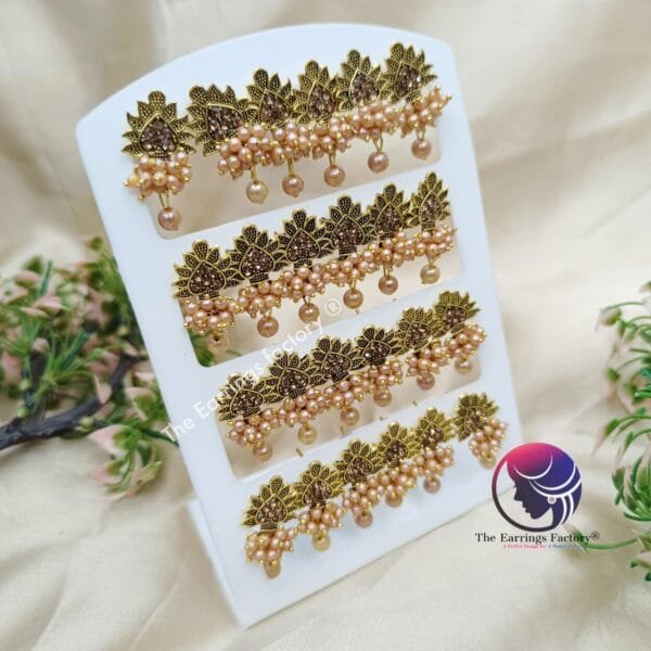 Fancy Golden Beads Studs