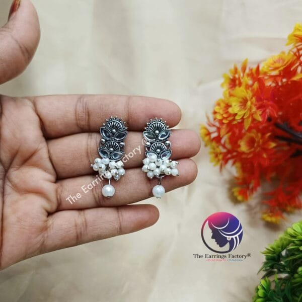 Fancy Silver Beads Studs - Image 2