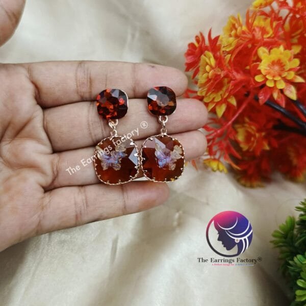 Premium Western Crystal Stone Drop Earrings - Image 3