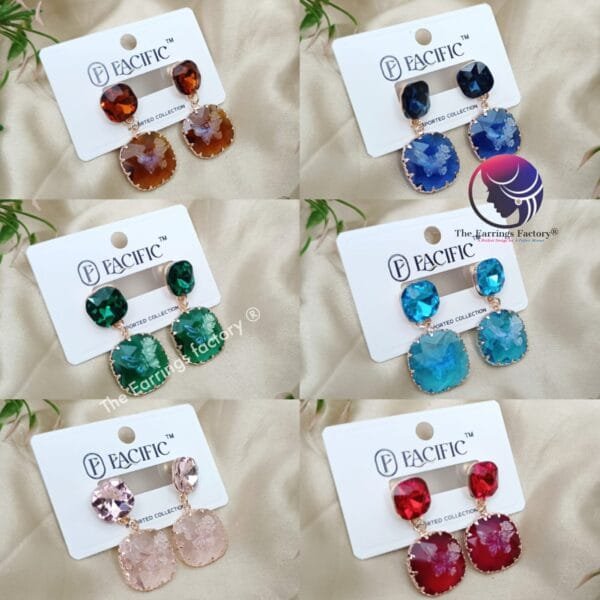 Premium Western Crystal Stone Drop Earrings - Image 2