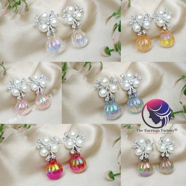 Western Silver Pearl Fancy  Ball Drop Earrings - Image 2
