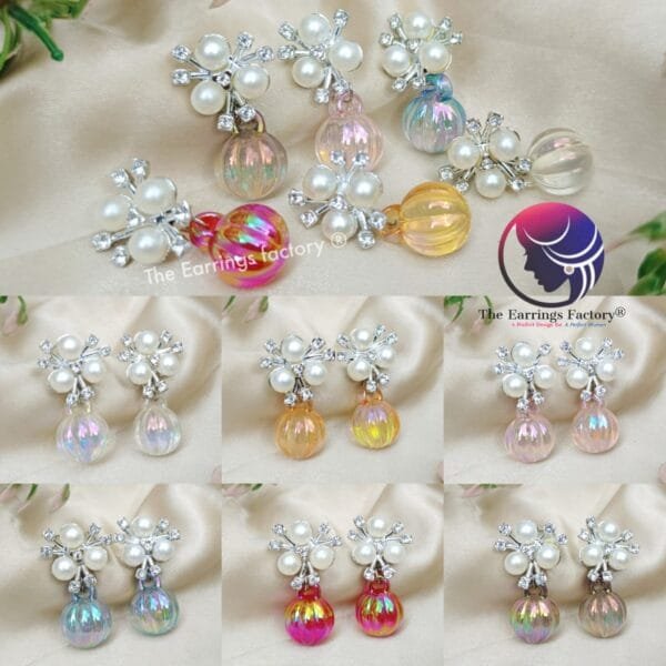 Western Silver Pearl Fancy  Ball Drop Earrings