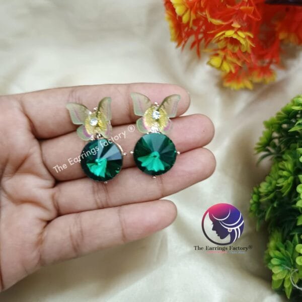 Premium Western Crystal Stone Butterfly Studs Earrings - Image 3