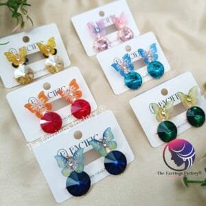 Premium Western Crystal Stone Butterfly Studs Earrings