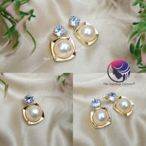 Western Golden Pearl drop Stone Earrings