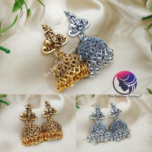 Traditional Krishna Silver | Golden Jhumka