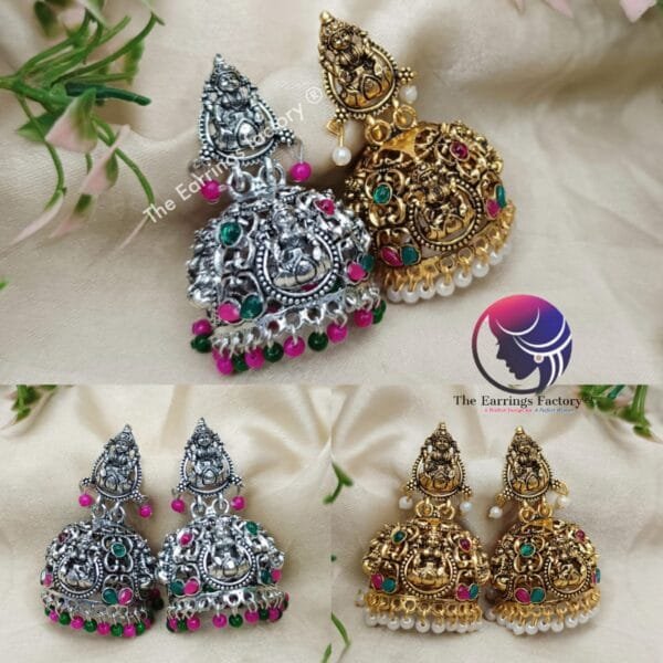 Traditional Lakshmi Golden | Silver Temple Jhumka