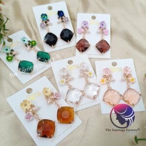 Premium Western Floral | Crystal Stone Drop Earrings
