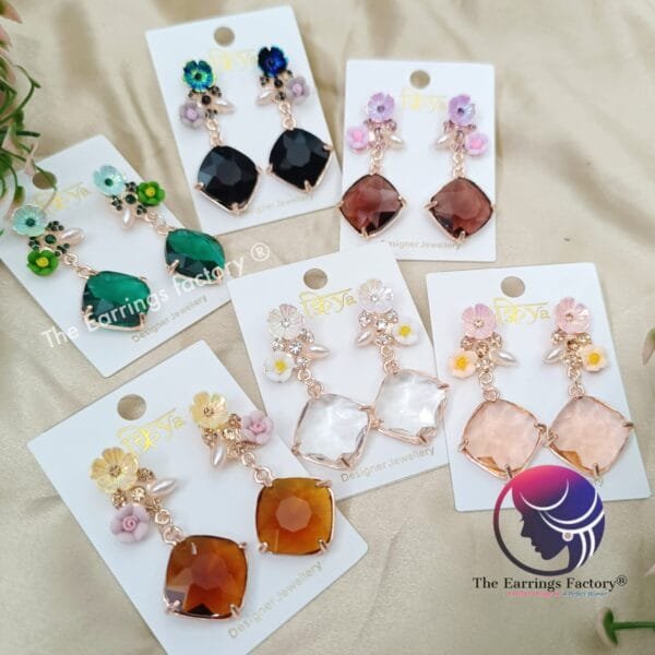 Premium Western Floral | Crystal Stone Drop Earrings