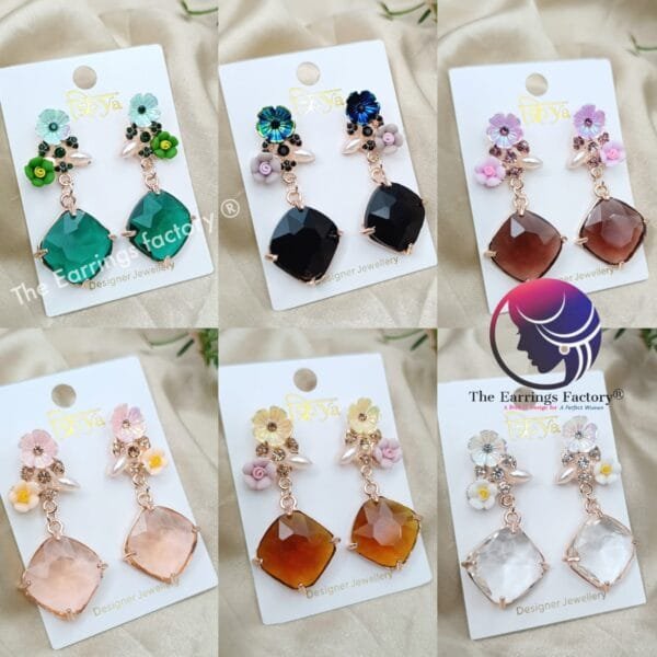 Premium Western Floral | Crystal Stone Drop Earrings - Image 2