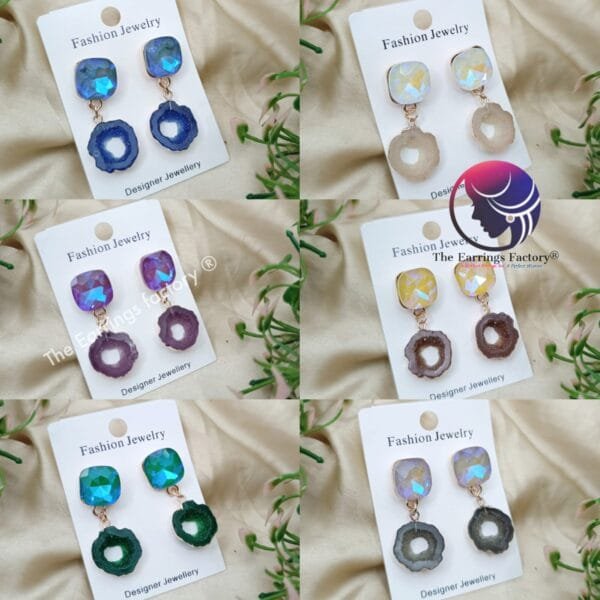 Premium Crystal Stone Drop Earrings - Image 2