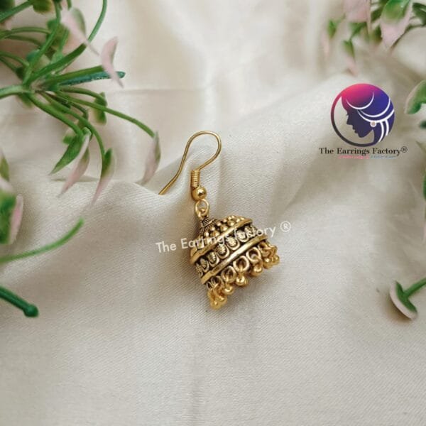 Traditional Golden Hook Jhumka - Image 2