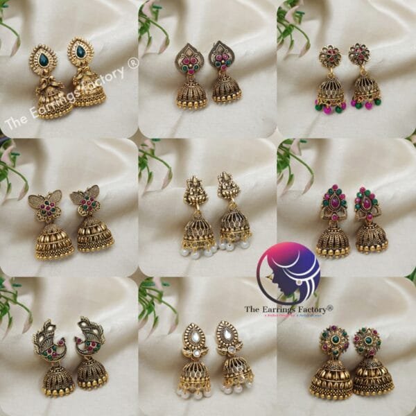 Traditional Golden Stone Jhumka - Image 2