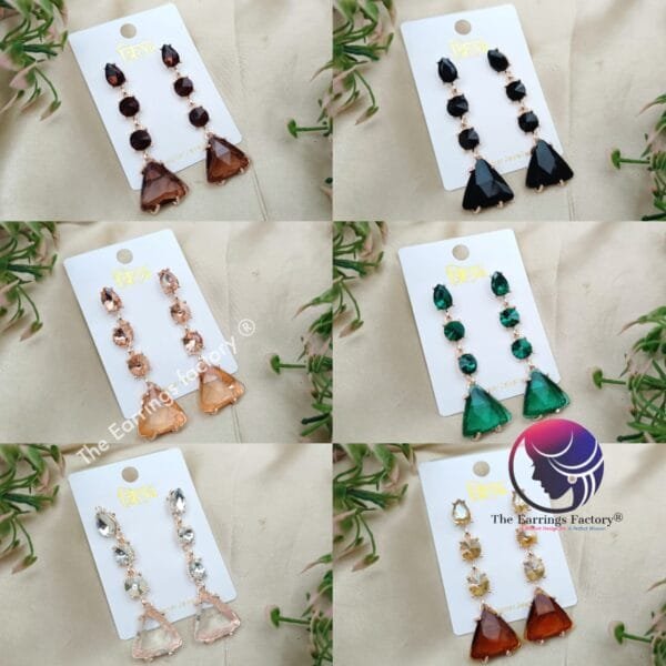 Premium Western Crystal Stone Drop Long Earrings - Image 2