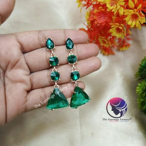 Premium Western Crystal Stone Drop Long Earrings - Image 3