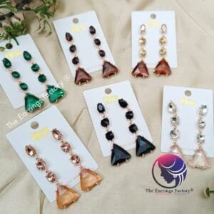 Premium Western Crystal Stone Drop Long Earrings