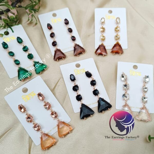 Premium Western Crystal Stone Drop Long Earrings