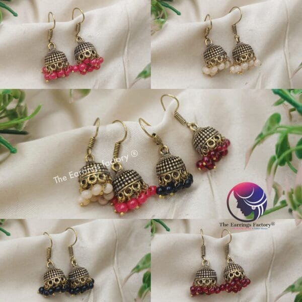 Antique Golden Colour Beads Hook Jhumka