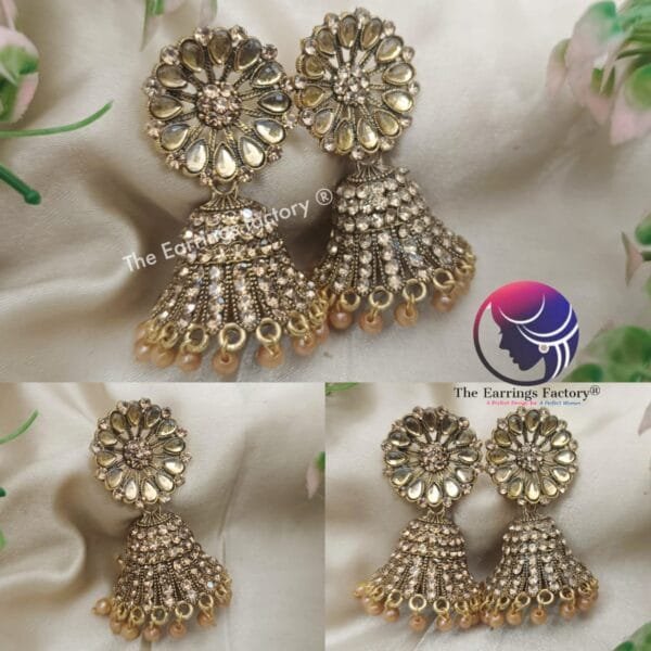 Traditional Weightless Golden Stone Jhumka